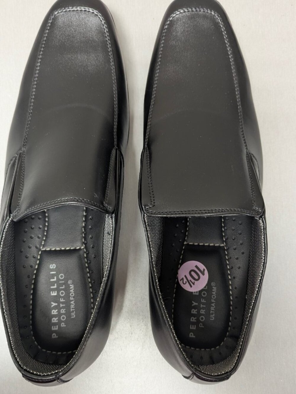 Perry Ellis Mens Black Vegan Leather Slip-On Dress Loafers Size 10.5 Wide - Picture 11 of 11